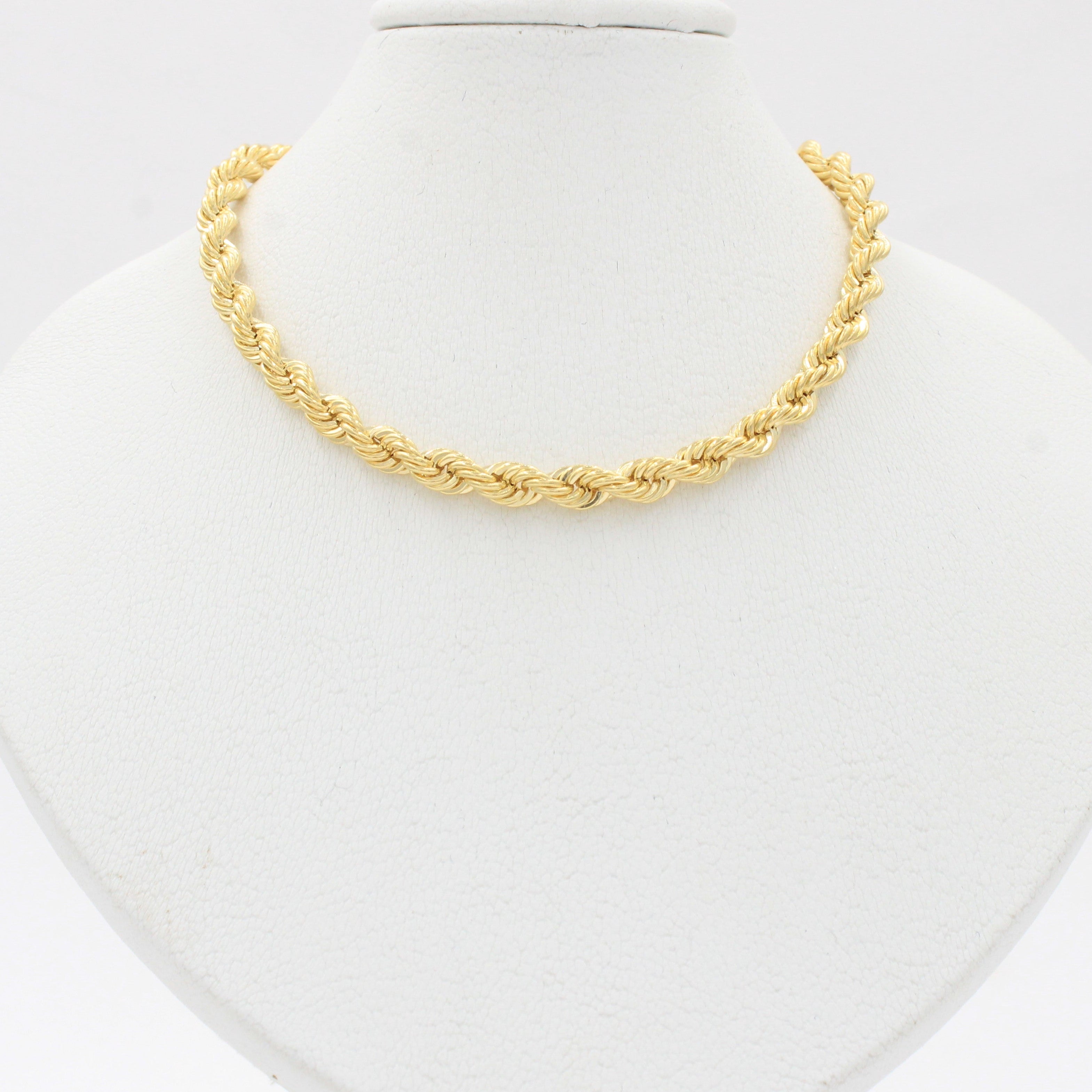 Cadena de Oro 14k Tejido Torzal de Diseño Hueco y Brillante mod. 10343