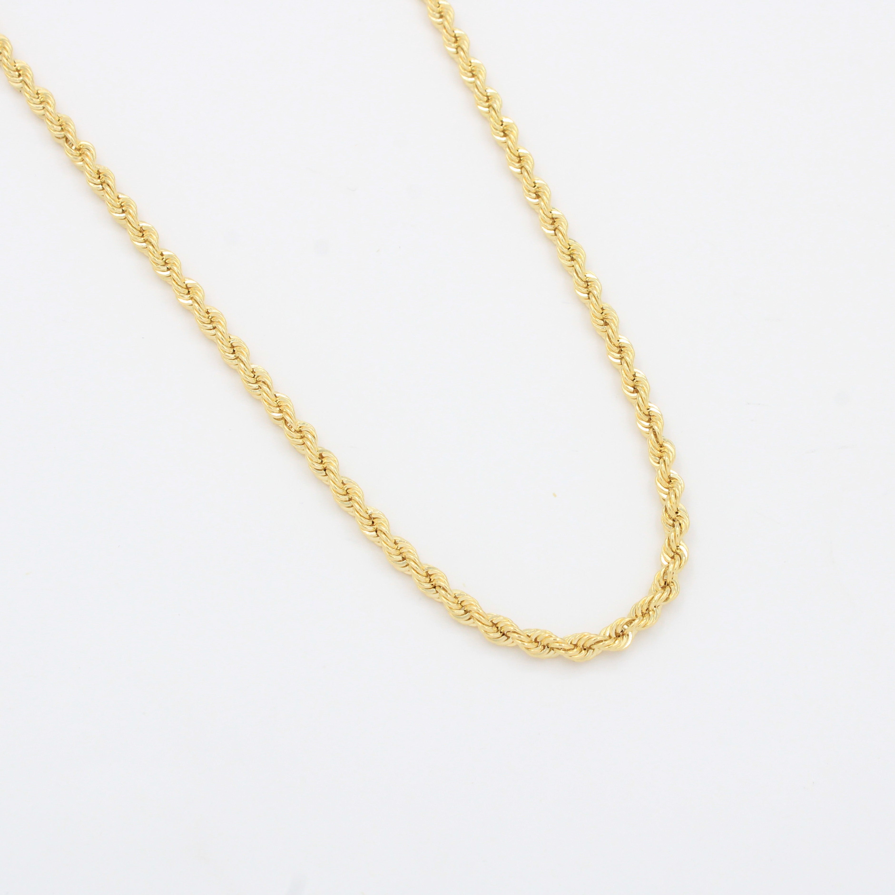 Cadena de Oro 14k Tejido Torzal Fino de Diseño Hueco y Brillante mod. 10341