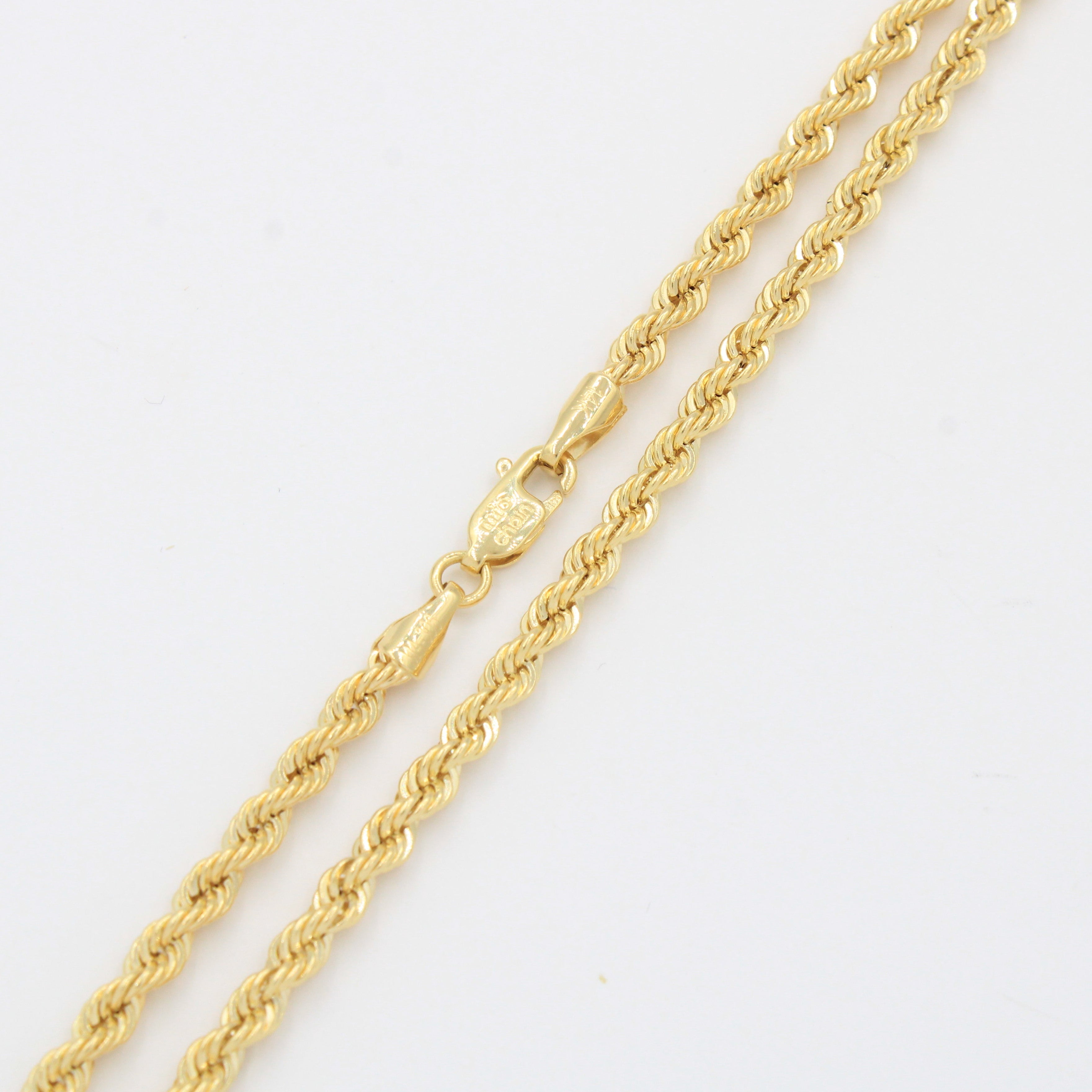 Cadena de Oro 14k Tejido Torzal Fino de Diseño Hueco y Brillante mod. 10341