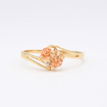 Anillo de Oro 14k Piedra Principal Naranja Ovalada Diagonal mod. 11170