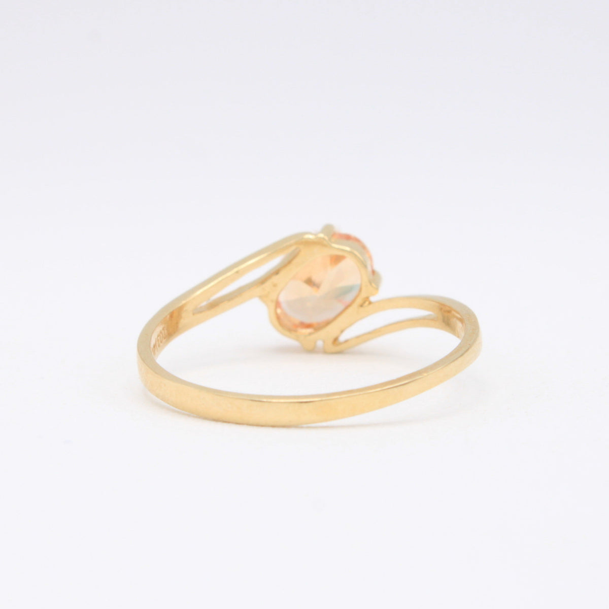 Anillo de Oro 14k Piedra Principal Naranja Ovalada Diagonal mod. 11170