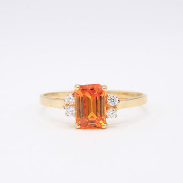Anillo de Oro 14k Piedra Principal Naranja Rectangular mod. 11171