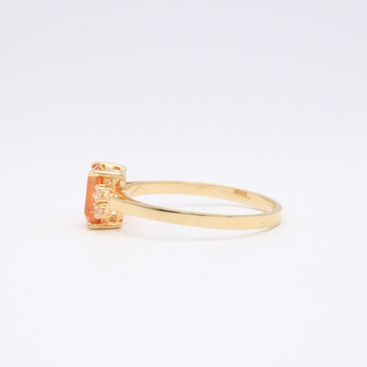 Anillo de Oro 14k Piedra Principal Naranja Rectangular mod. 11171