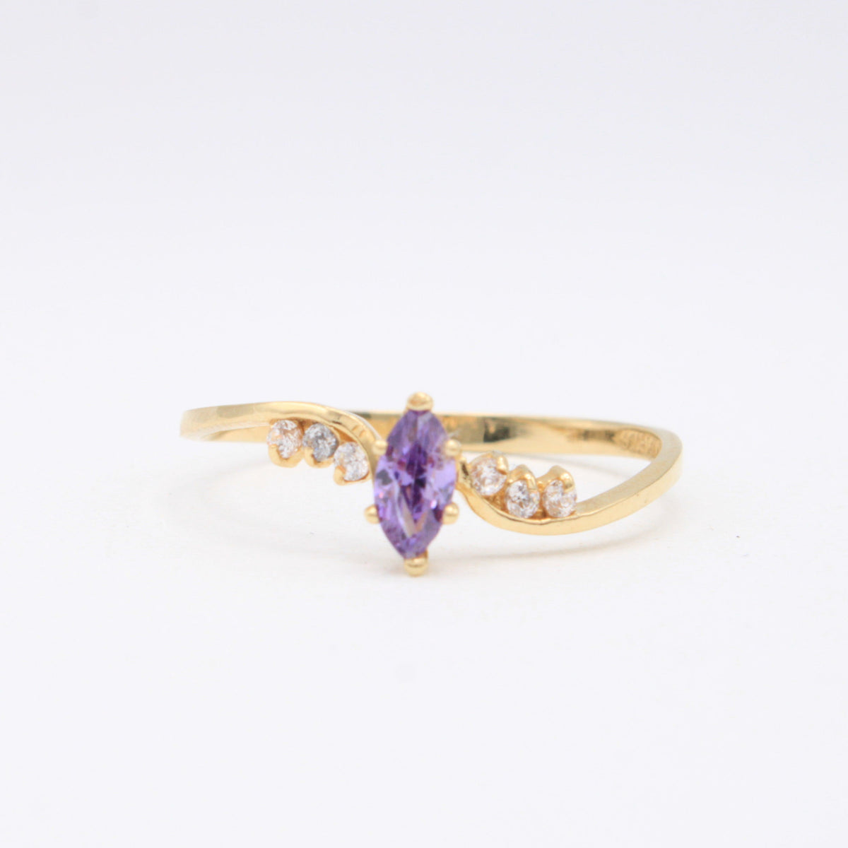 Anillo de Oro 14k Piedra Principal Morada en Forma de Gota mod. 11172