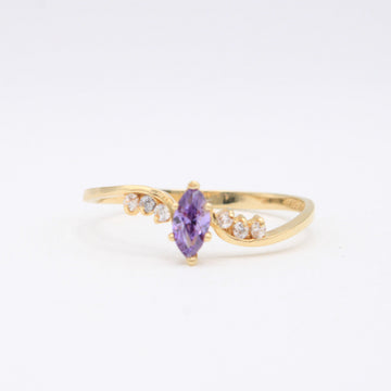 Anillo de Oro 14k Piedra Principal Morada en Forma de Gota mod. 11172