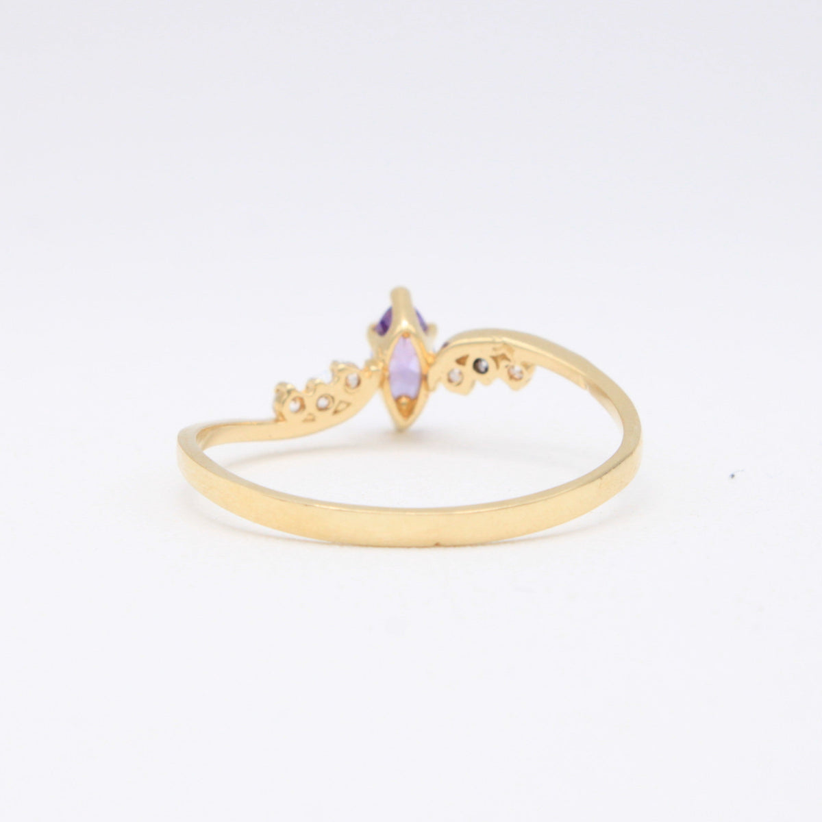 Anillo de Oro 14k Piedra Principal Morada en Forma de Gota mod. 11172