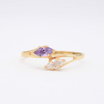 Anillo de Oro 14k Piedra Principal Morada y Transparente mod. 11174