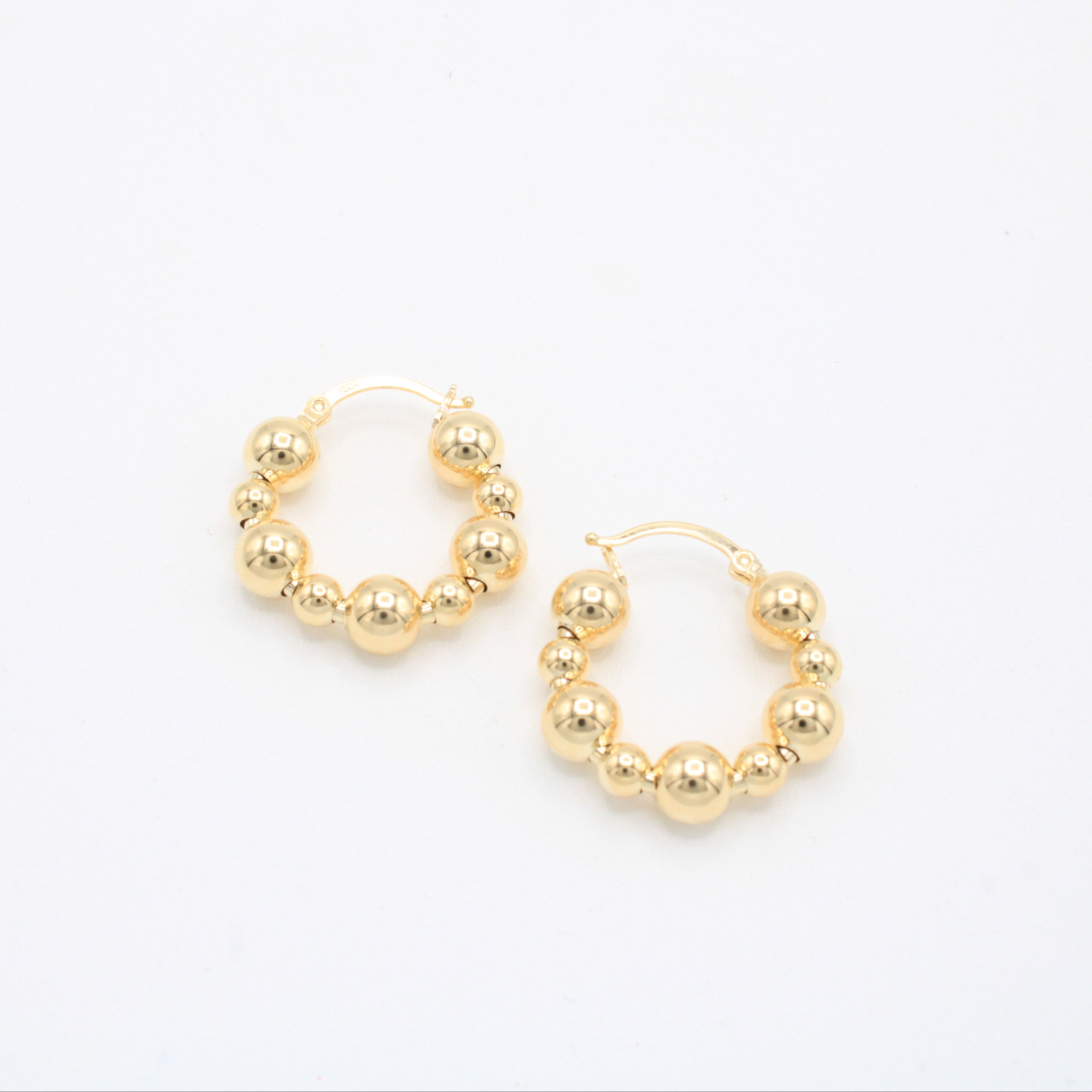 Arracada de Oro 14k Diseño Esferas Grandes Huecas mod. 10888