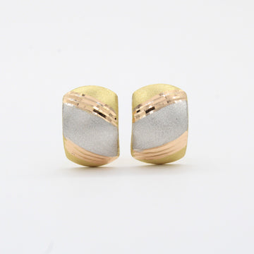 Arete con Broche Patente de Oro 14k Modelo de Tono Mate con Diamantado Fino mod. 10354