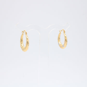Arracada de Oro 14k Diseño Inflado con Flores mod. 10890