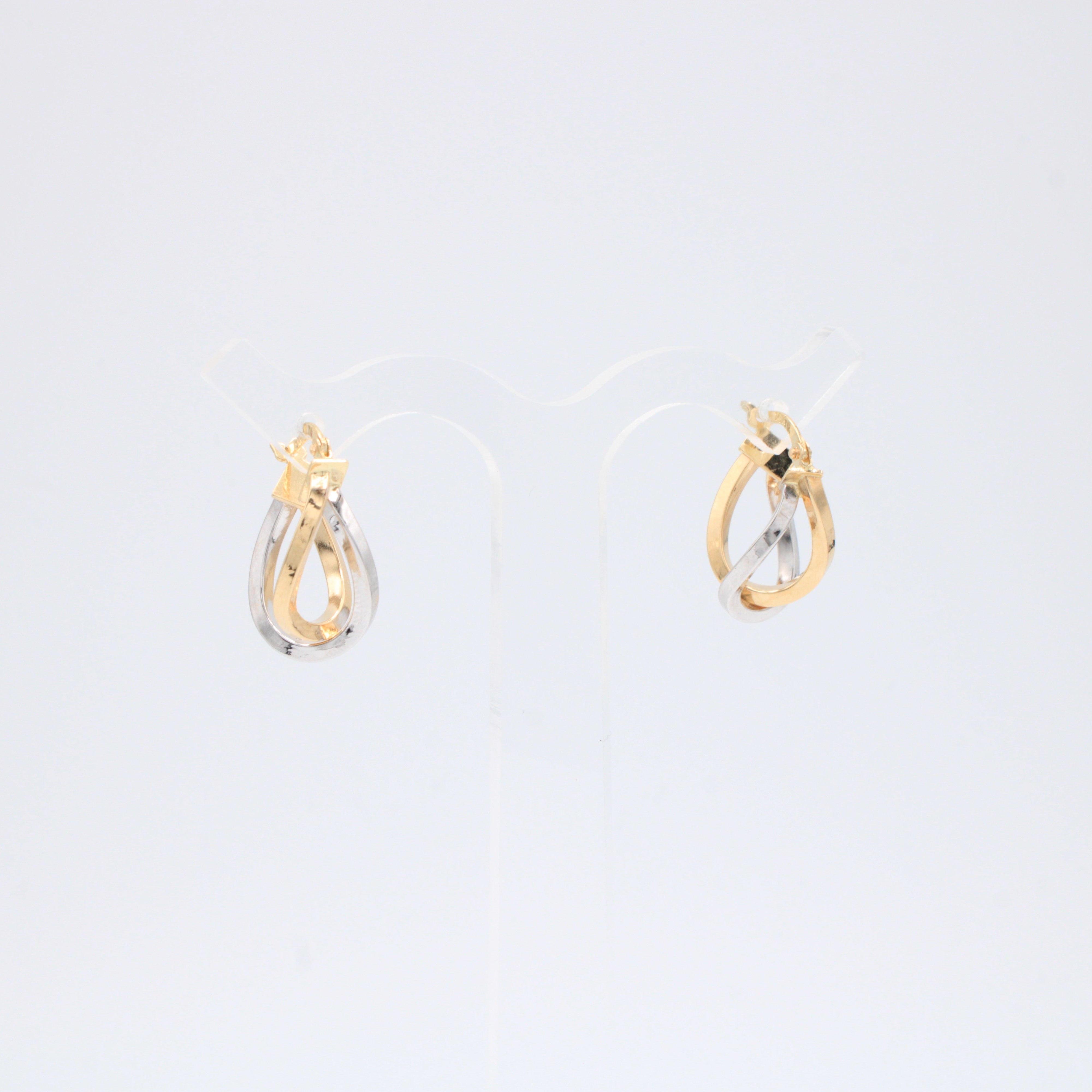 Arracada de Oro 14k Entrelazadas con Oro Blanco mod. 10891
