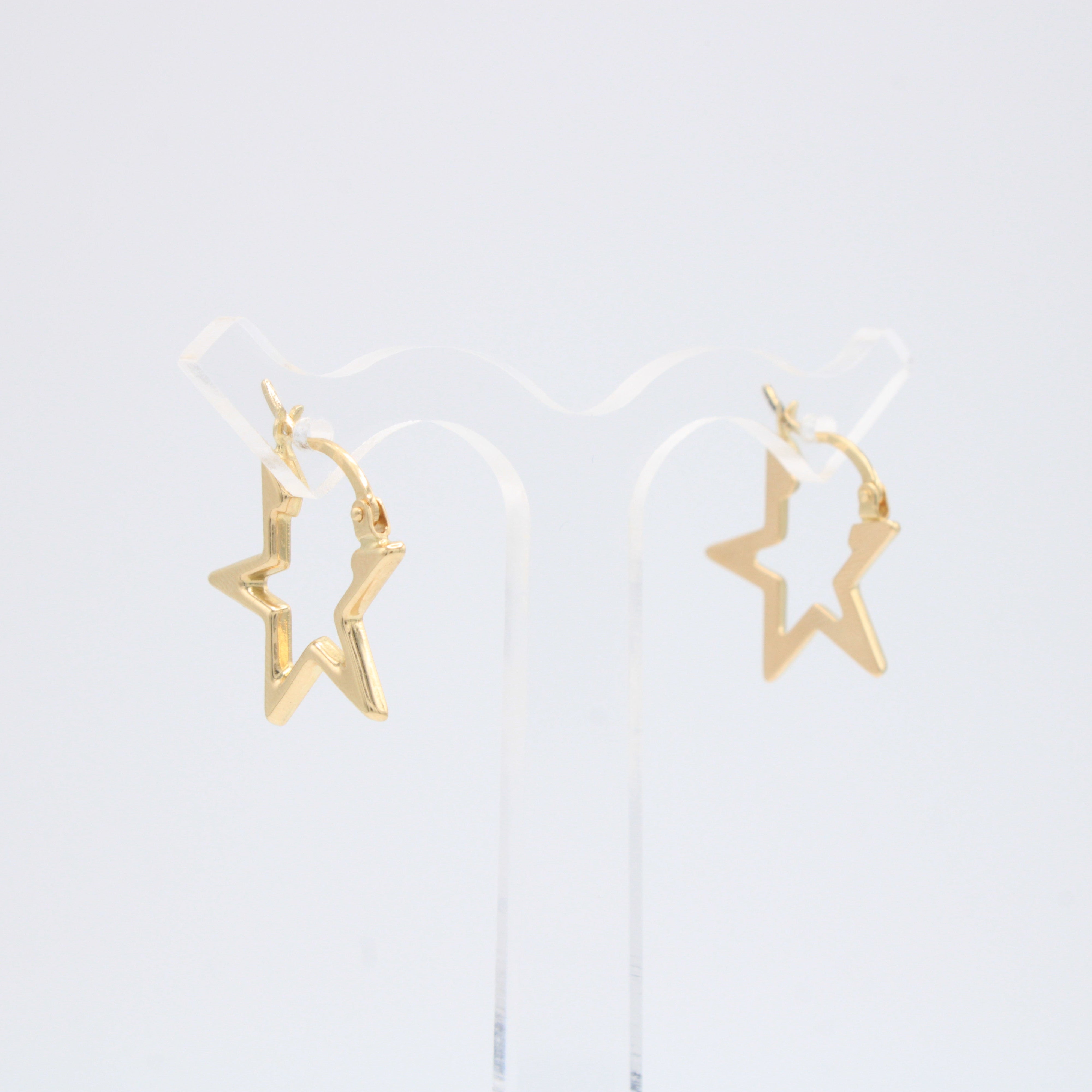 Arracada de Oro 14k Estrellas Doradas Huecas mod. 10892