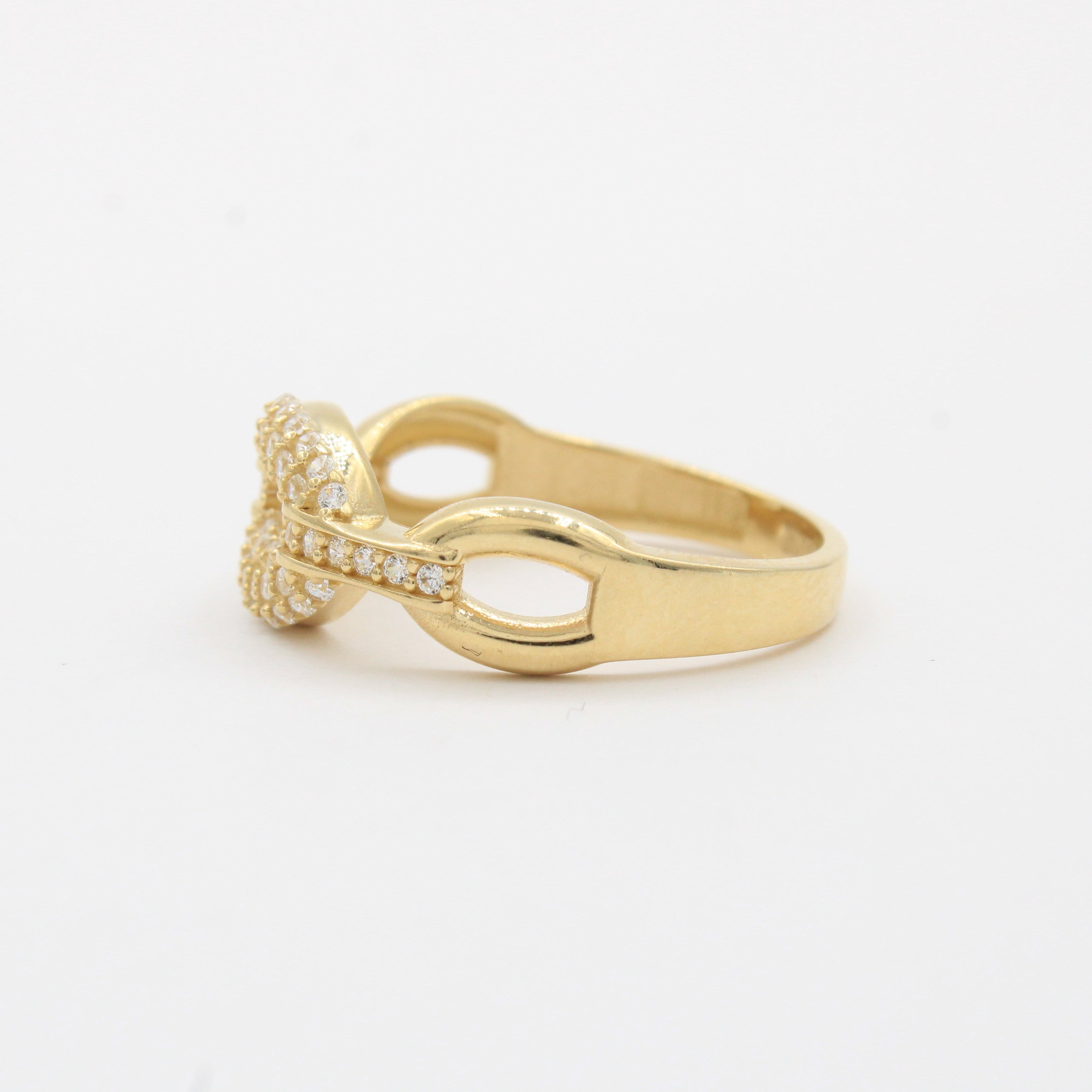Anillo de Oro 14k Diseño Elegante con Ovalos Brillantes y Zirconias mod. 10359