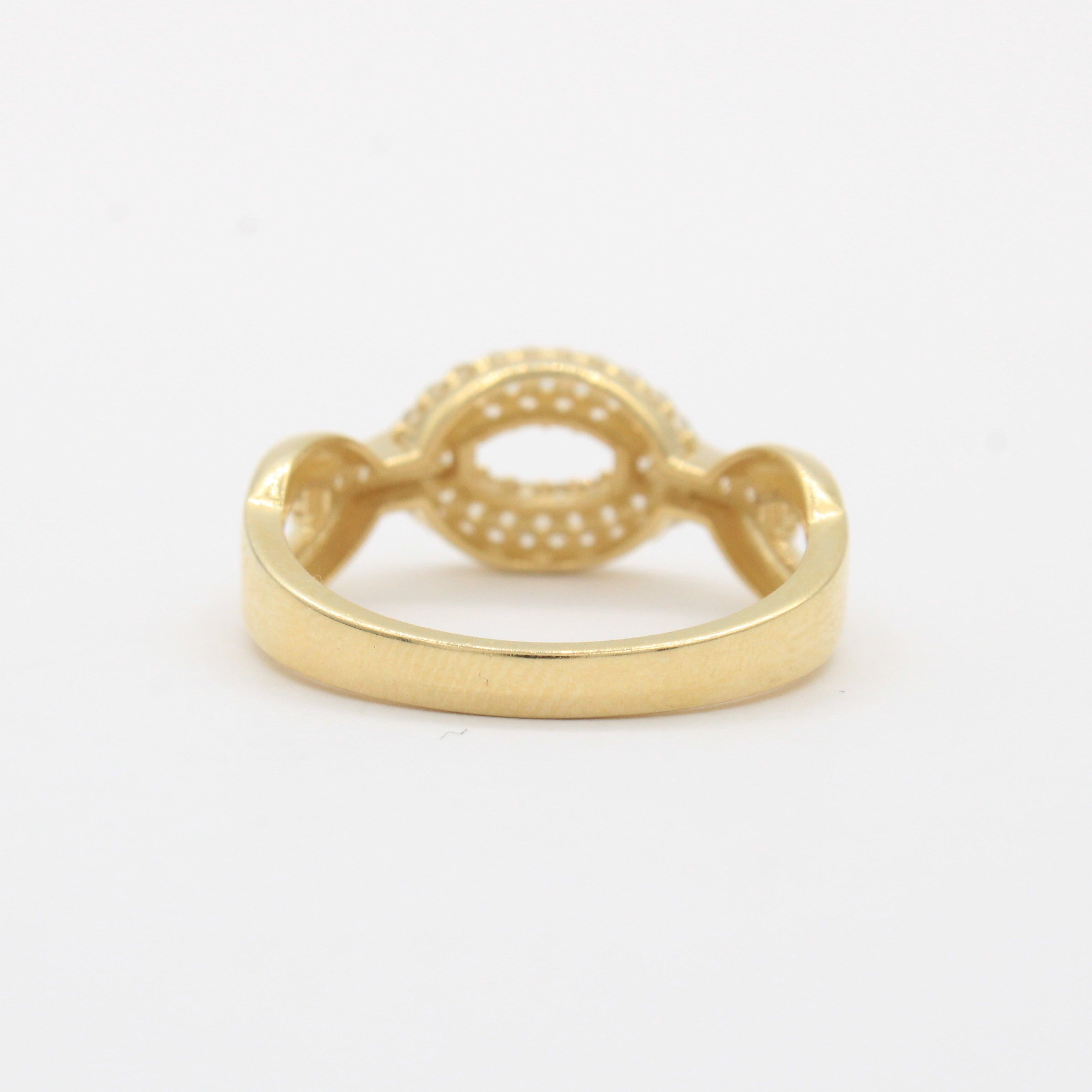 Anillo de Oro 14k Diseño Elegante con Ovalos Brillantes y Zirconias mod. 10359