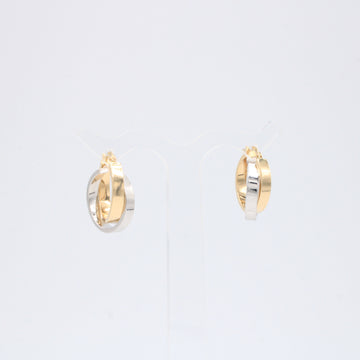 Arracada de Oro 14k Doble con Oro Blanco mod. 10897