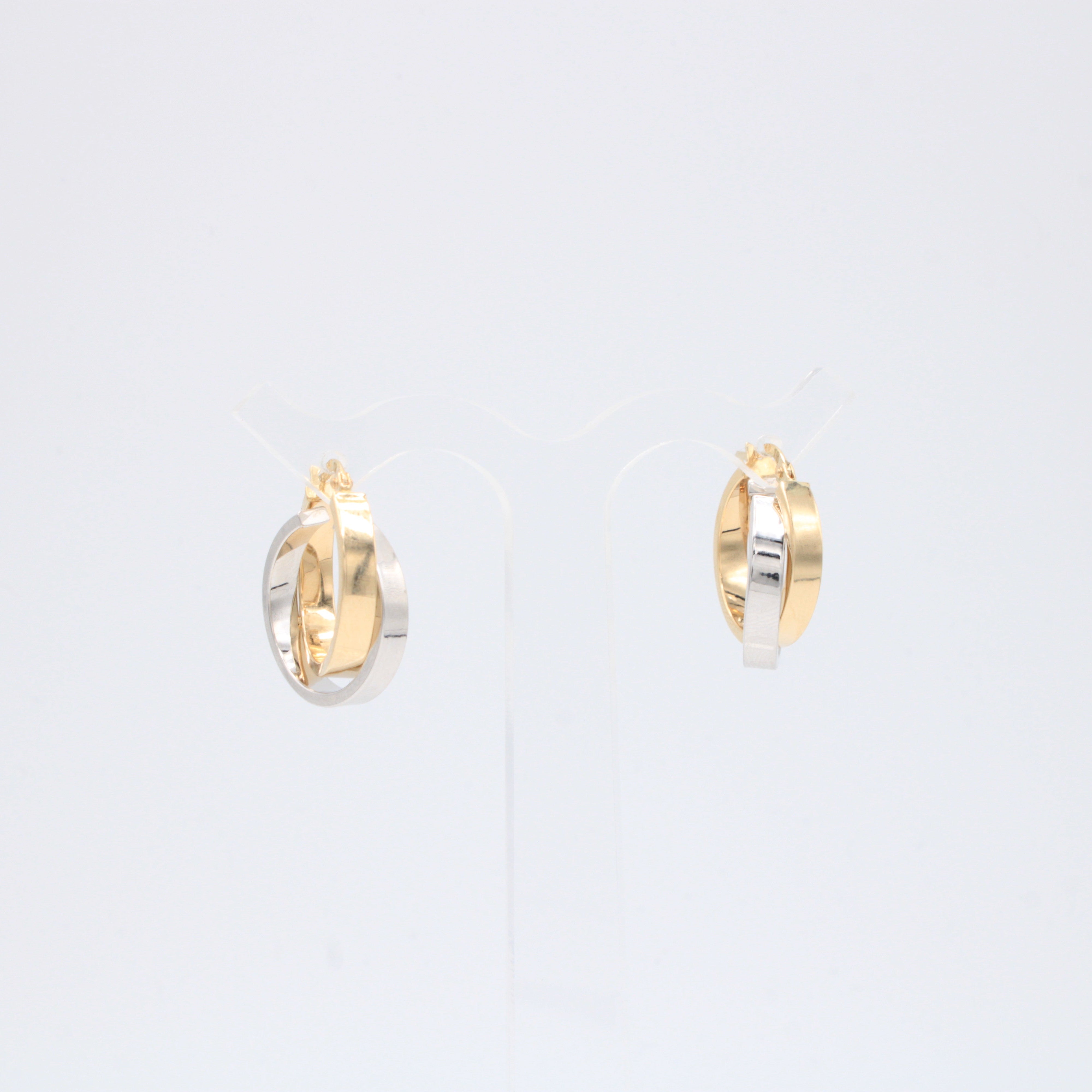 Arracada de Oro 14k Doble con Oro Blanco mod. 10897