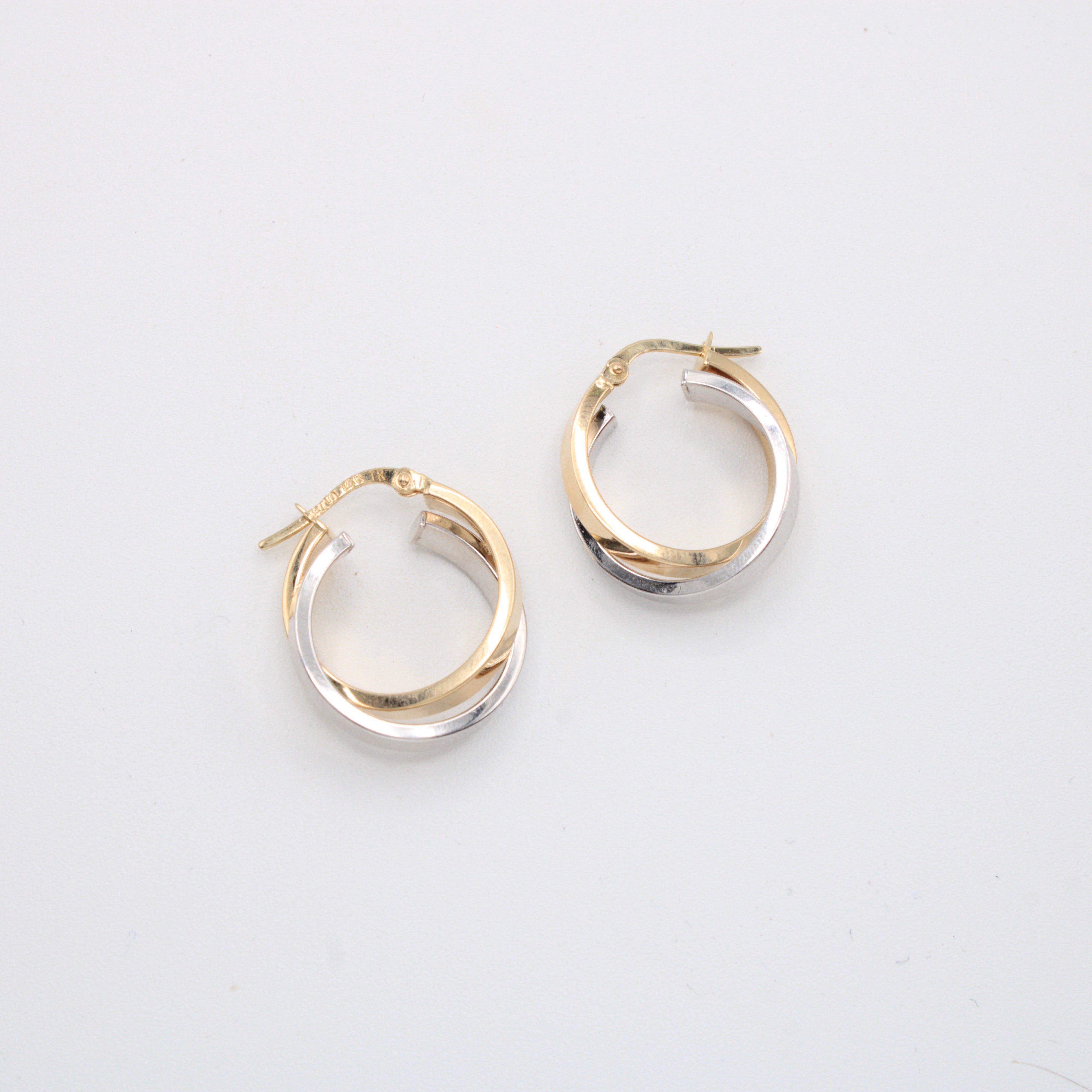 Arracada de Oro 14k Doble con Oro Blanco mod. 10897