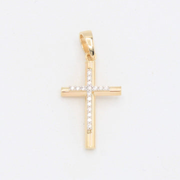Dije de Oro 14k  Cruz Clásica con Zirconias mod. 10900