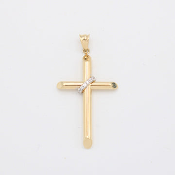 Dije de Oro 14k  Cruz Clásica con Zirconias Envueltas mod. 10901