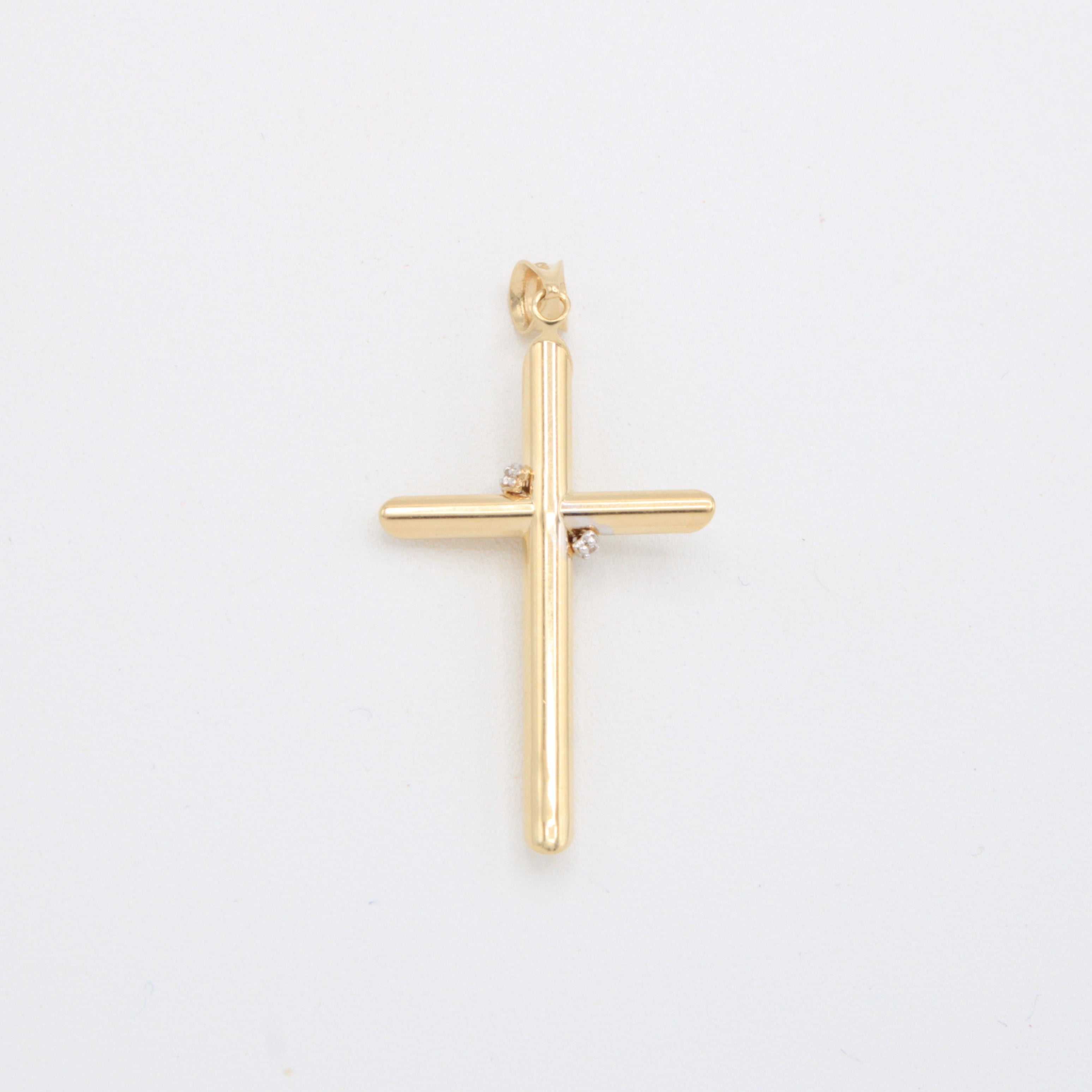 Dije de Oro 14k  Cruz Clásica con Zirconias Envueltas mod. 10901