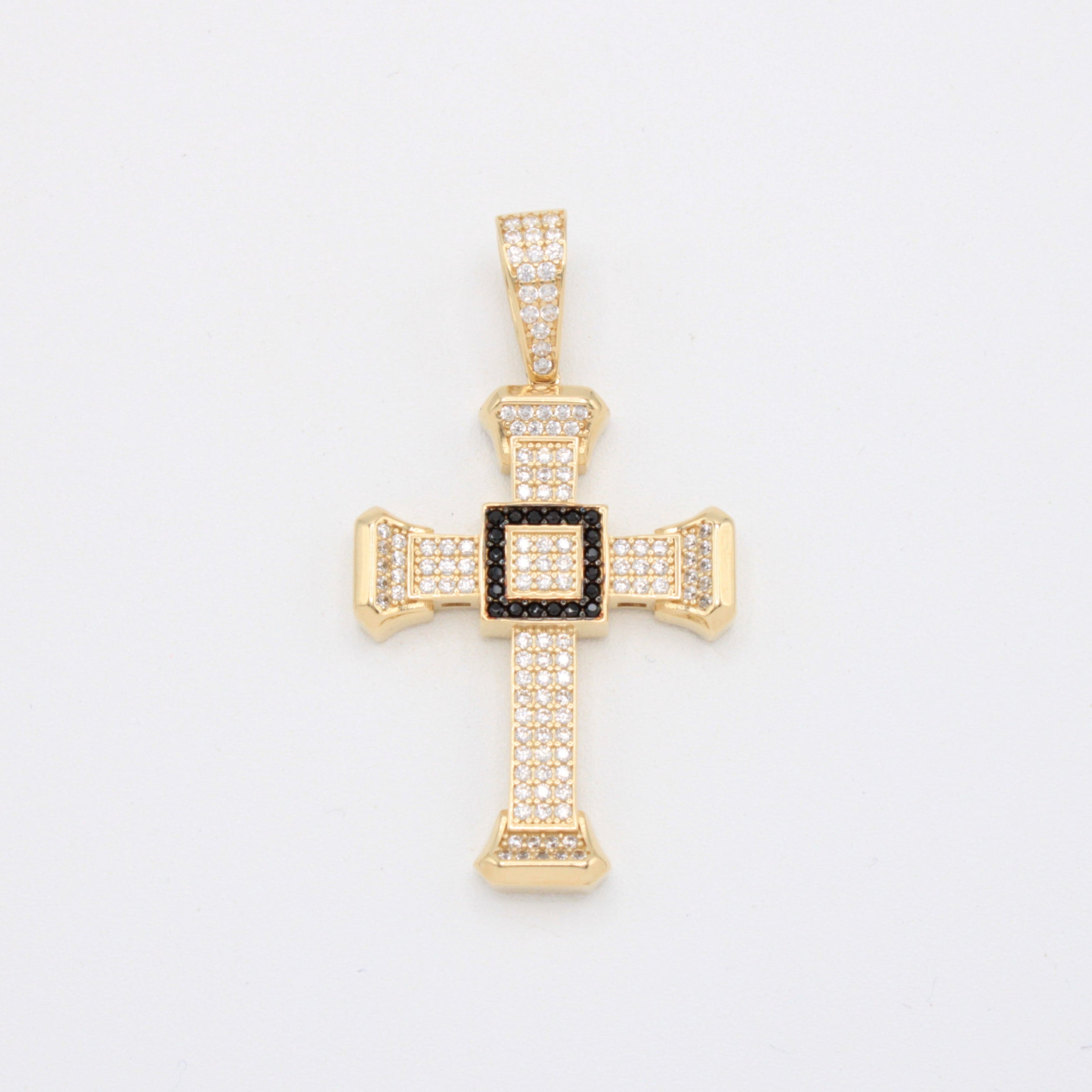 Dije de Oro 14k Cruz Cubierta con Incrustación de Zirconias mod. 10902