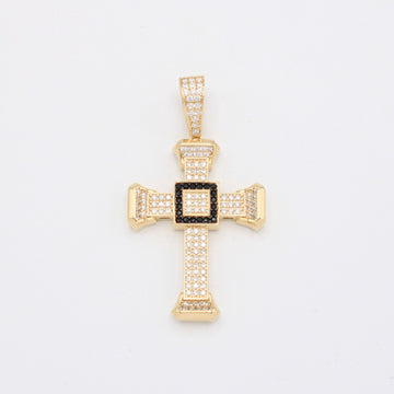 Dije de Oro 14k Cruz Cubierta con Incrustación de Zirconias mod. 10902