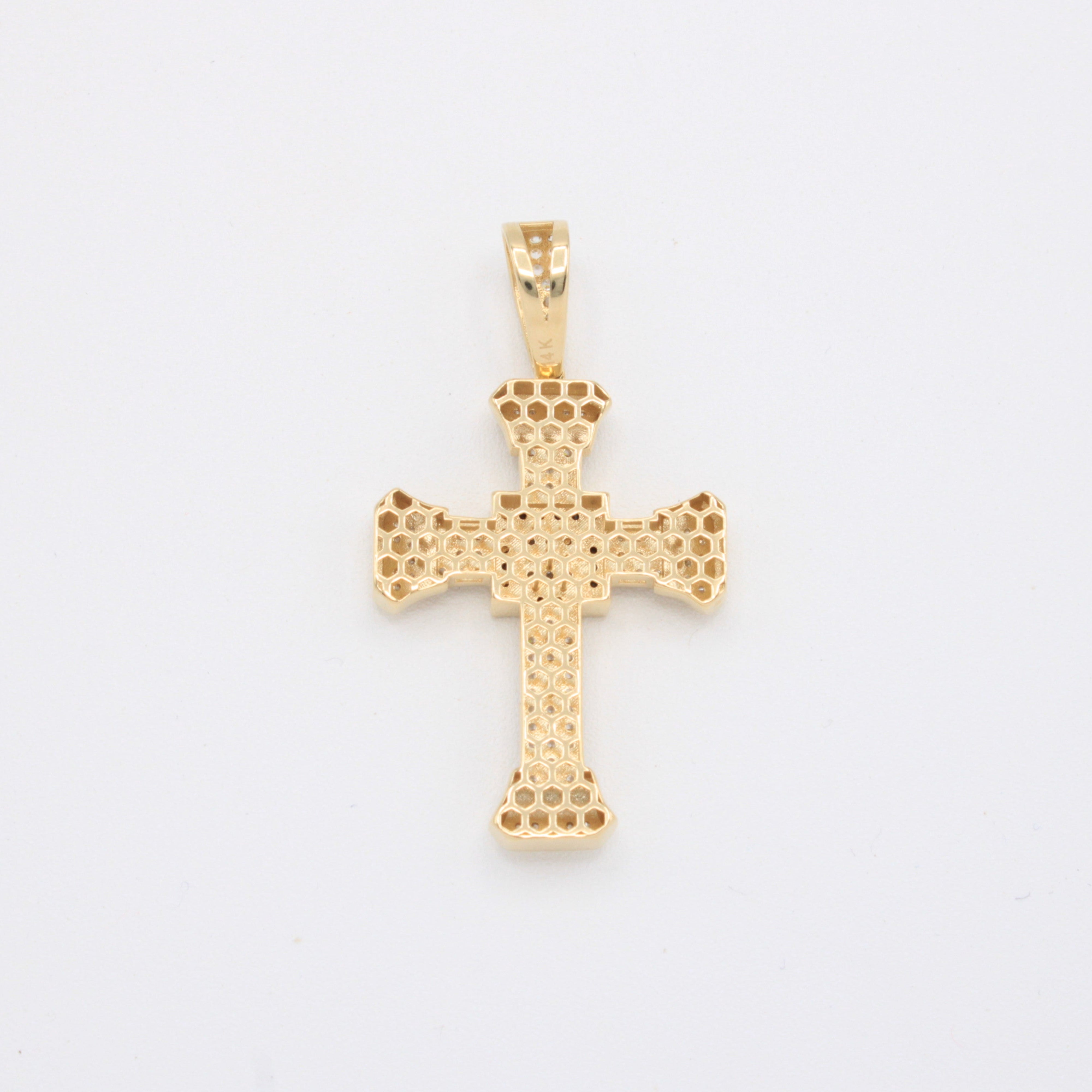 Dije de Oro 14k Cruz Cubierta con Incrustación de Zirconias mod. 10902