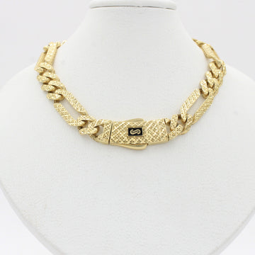 Cadena Monaco Chain de Oro 14k Hueco Modelo Figaro Flex mod. 10370