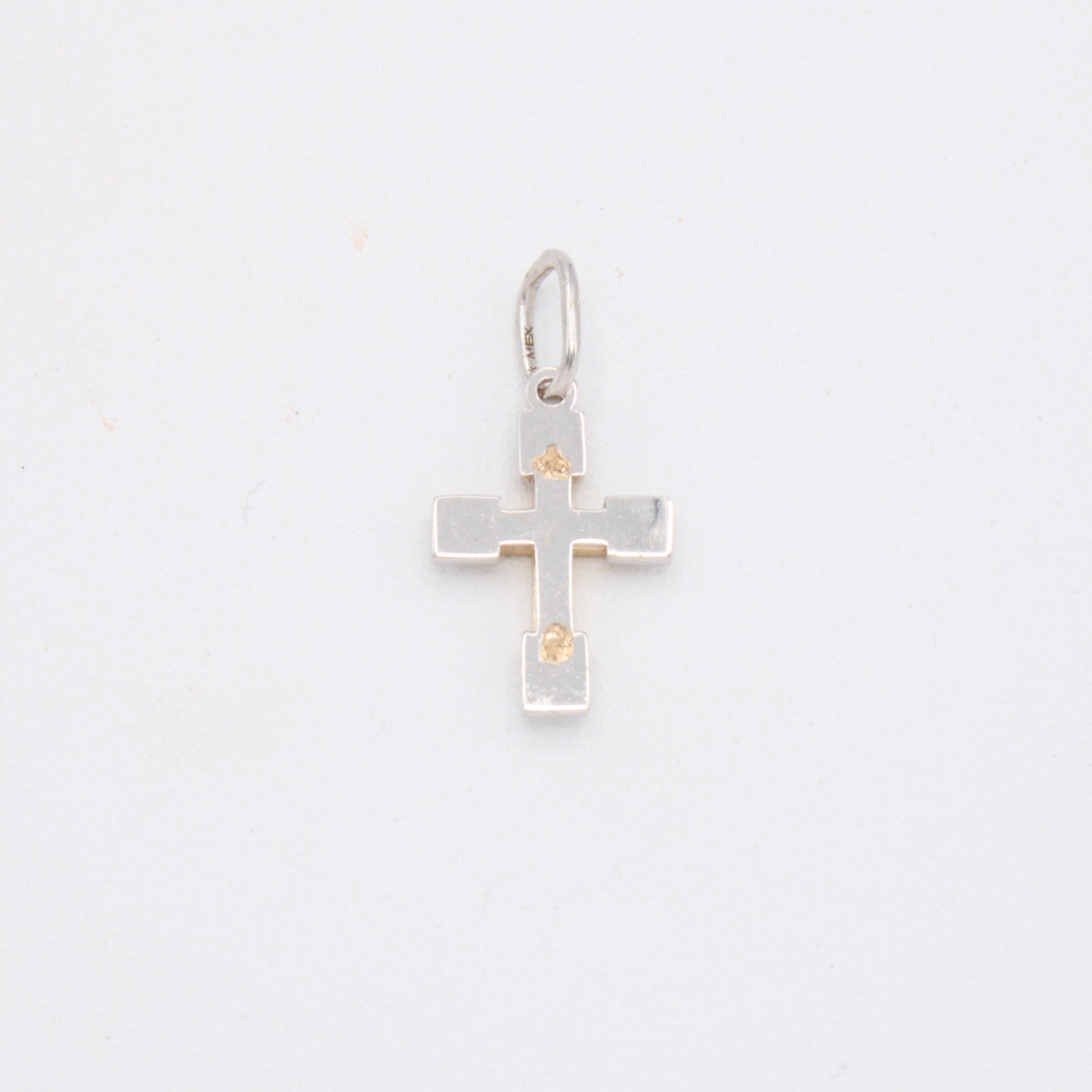 Dije de Oro 14k  Cruz Pequeña con Oro Blanco mod. 10907
