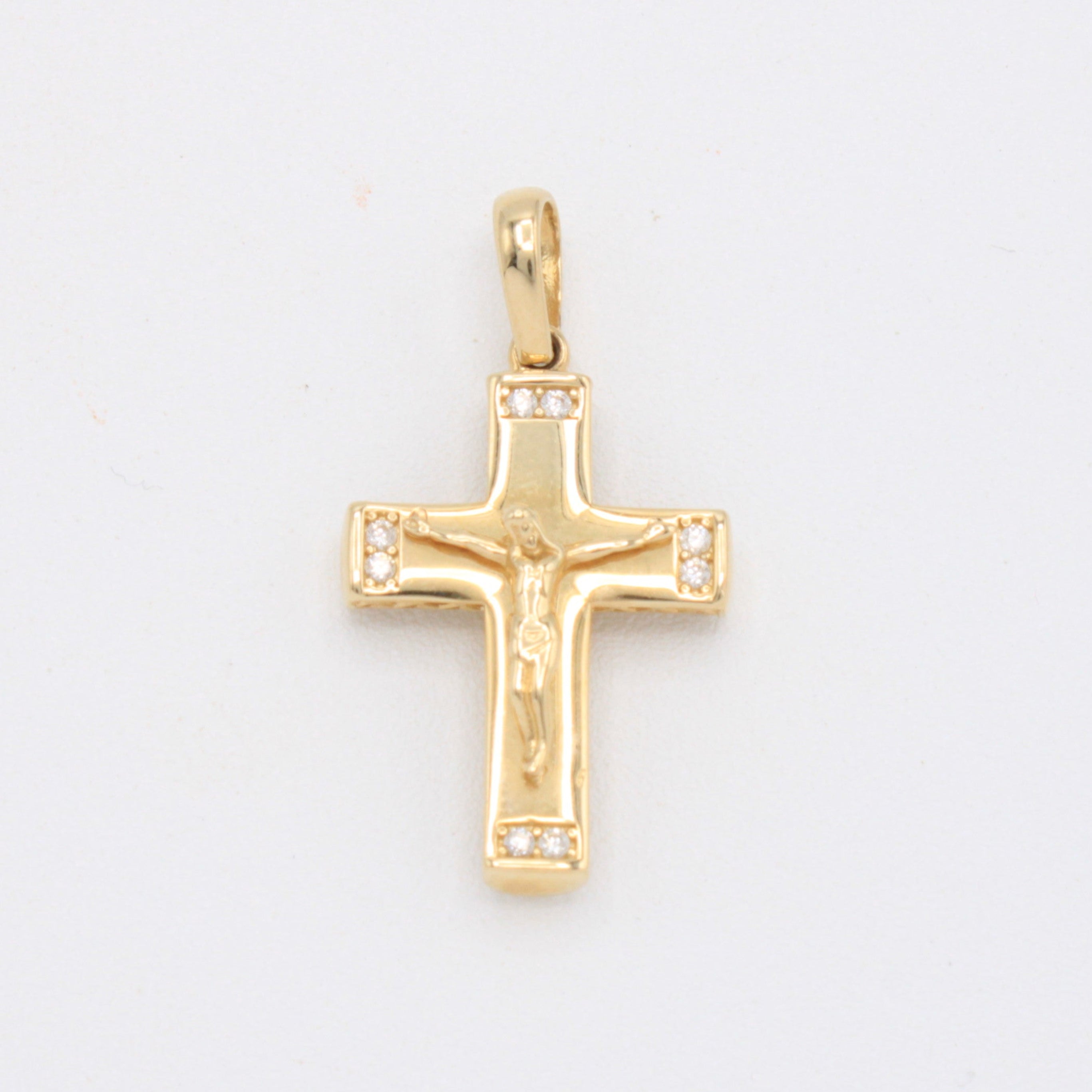 Dije de Oro 14k Crucifijo Especial con Zirconias mod. 10910