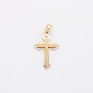 Dije de Oro 14k Cruz con Oro Blanco Diseño en Esquinas mod. 10911