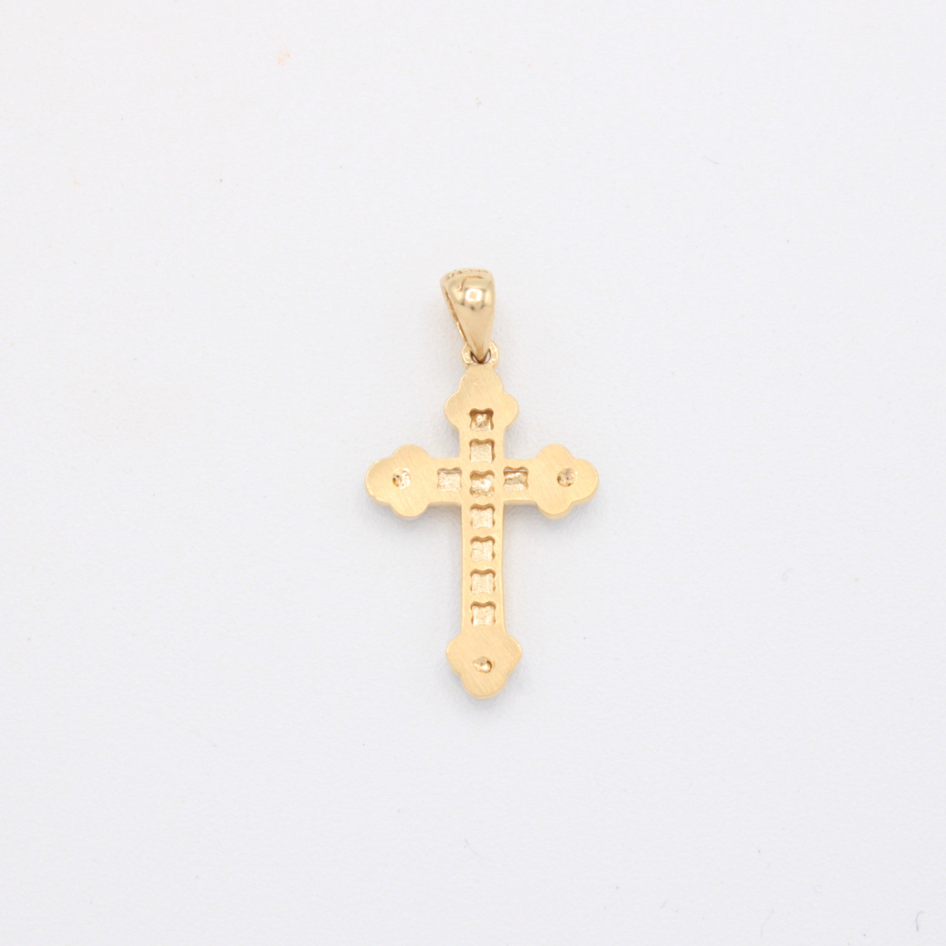 Dije de Oro 14k Cruz con Oro Blanco Diseño en Esquinas mod. 10911