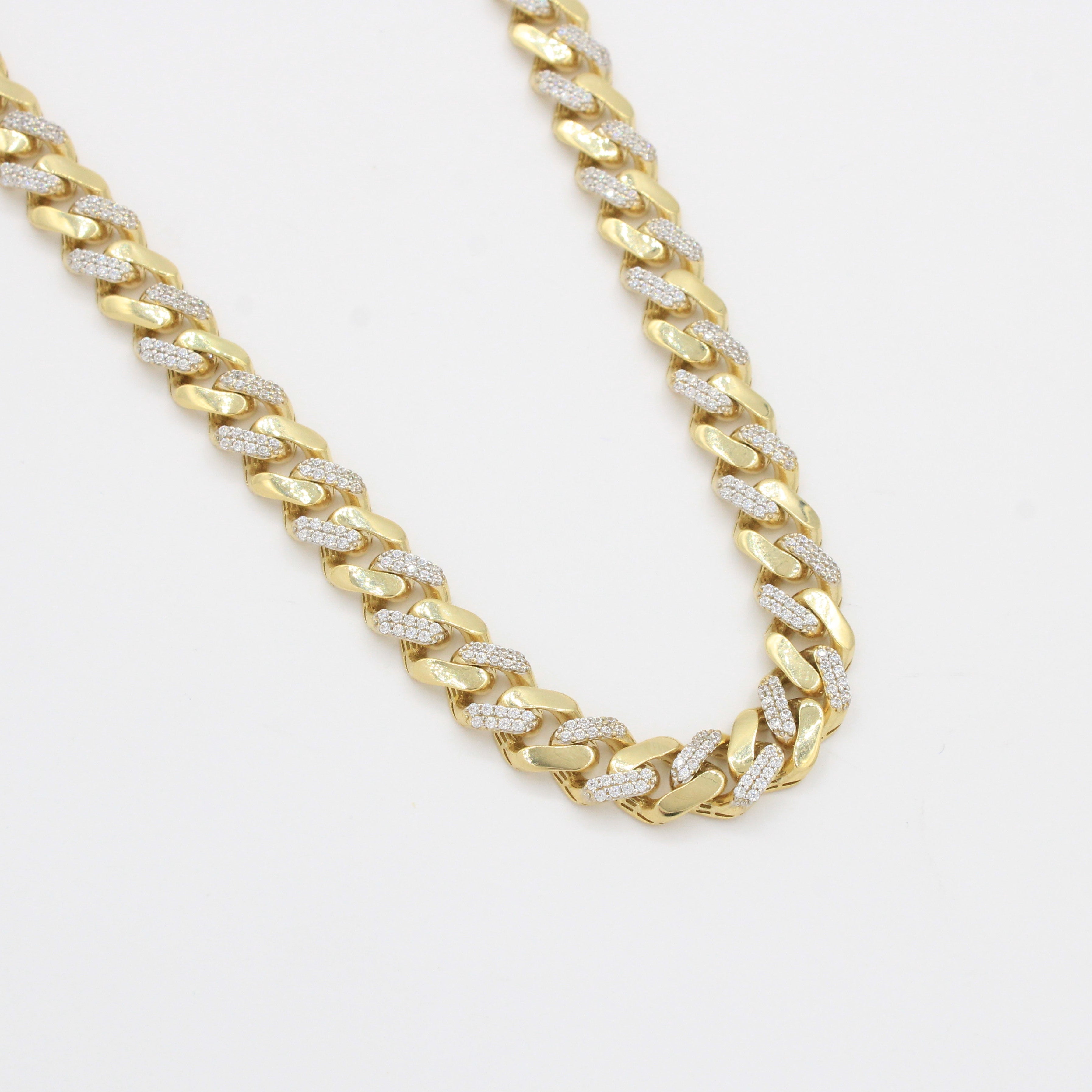 Cadena Monaco Chain de Oro 14k Hueco Modelo Classic Alt Pavé Swarovski mod. 10365
