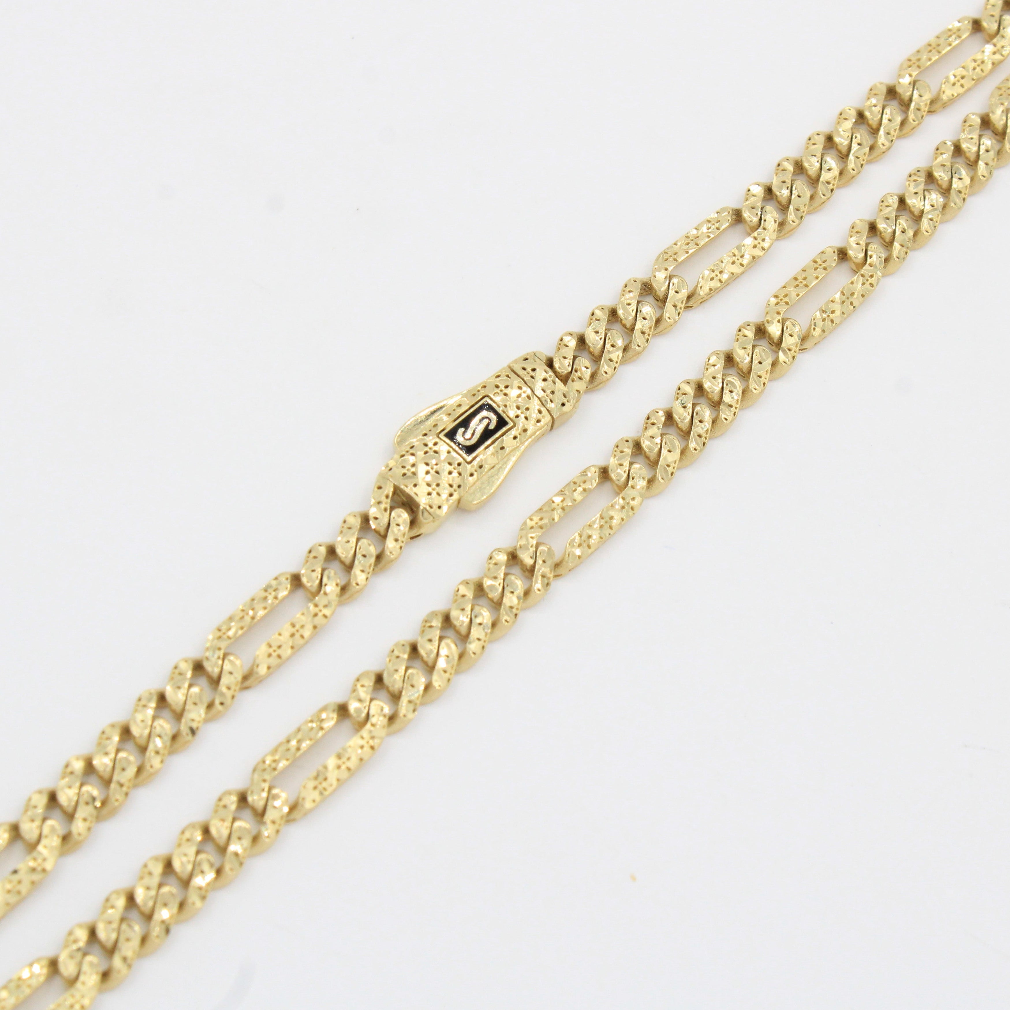 Cadena Monaco Chain de Oro 14k Hueco Modelo Figaro Flex mod. 10366