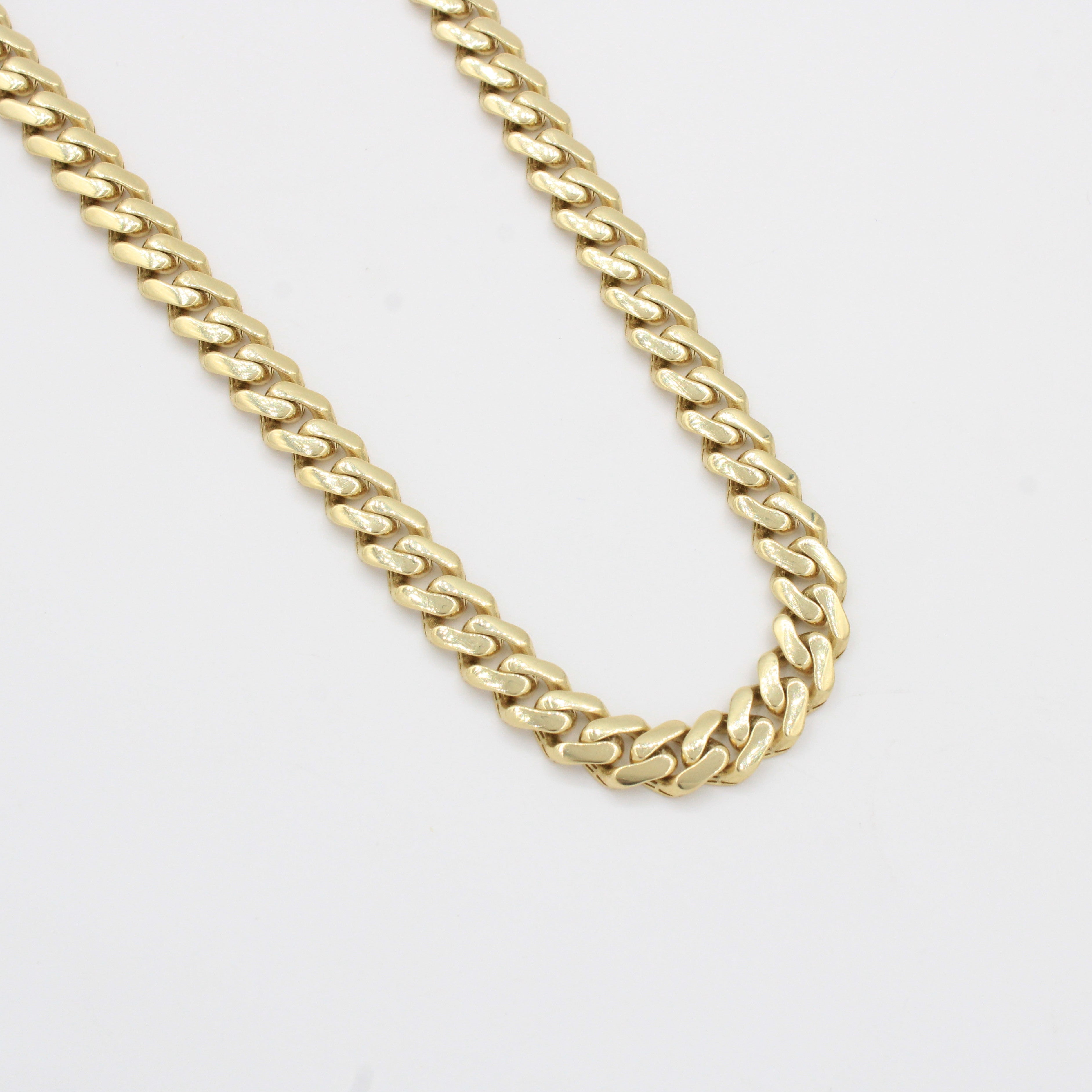 Cadena Monaco Chain de Oro 14k Hueco Modelo Classic Plain con Broche Pavé Swarovski mod. 10369