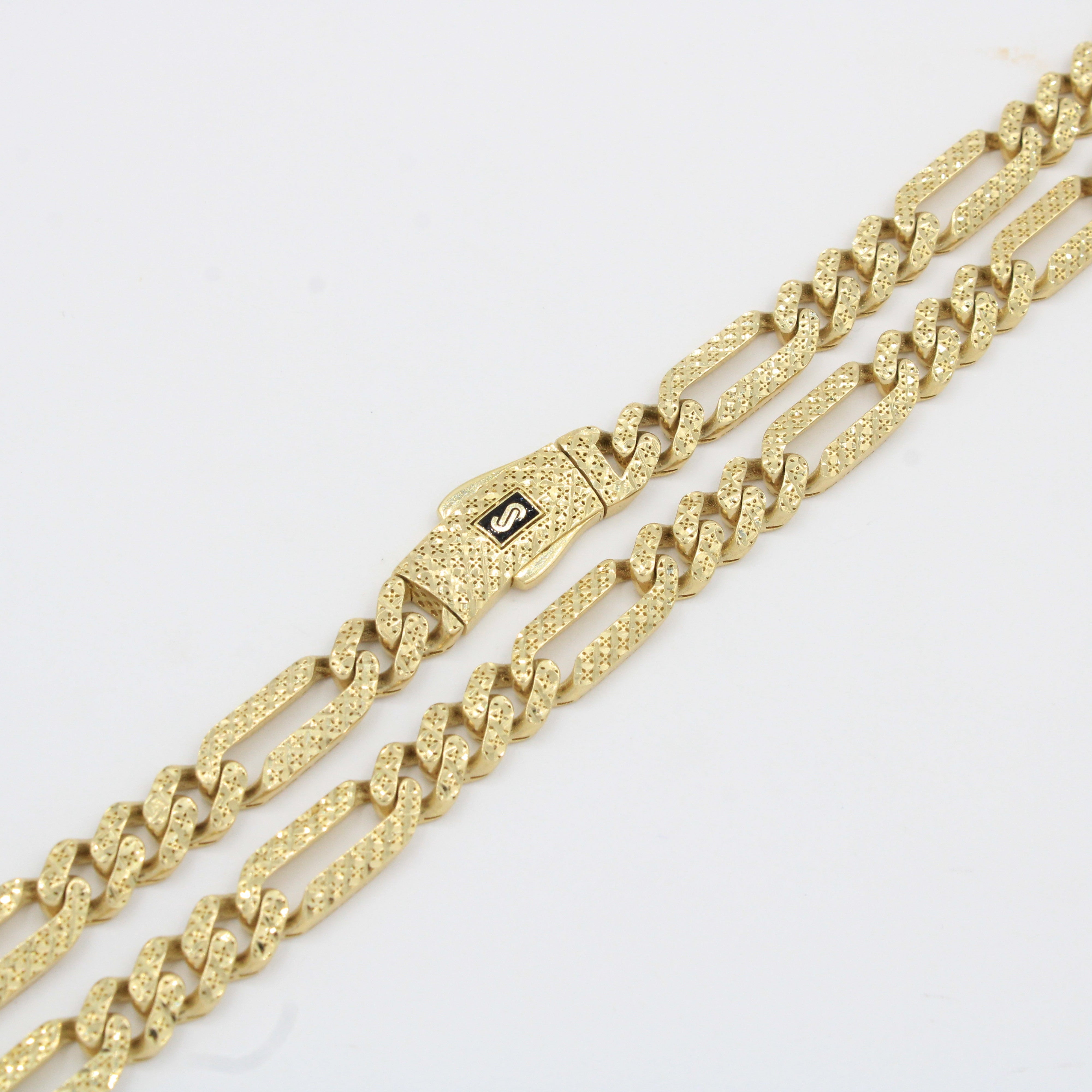 Cadena Monaco Chain de Oro 14k Hueco Modelo Figaro Flex mod. 10370