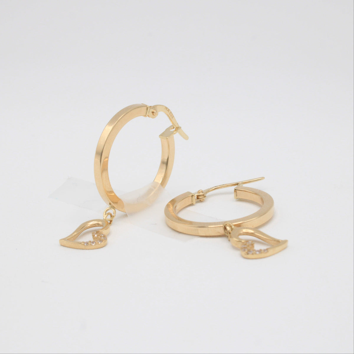 Arracada de Oro 14k Colgante de Corazón con Zirconias mod. 11180