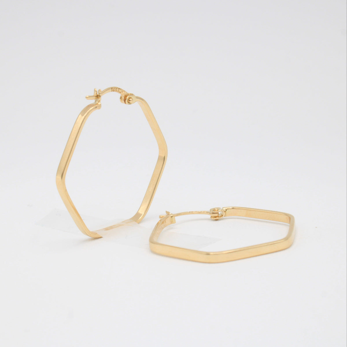 Arracada de Oro 14k Geométrica Hexagonal mod. 11181