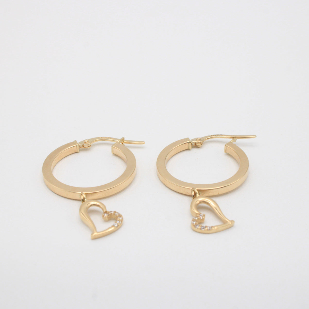 Arracada de Oro 14k Colgante de Corazón con Zirconias mod. 11180