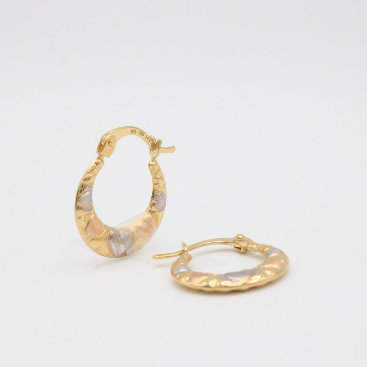 Arracada de Oro 14k Diseño de Pequeños Corazones Florentinos mod. 11182