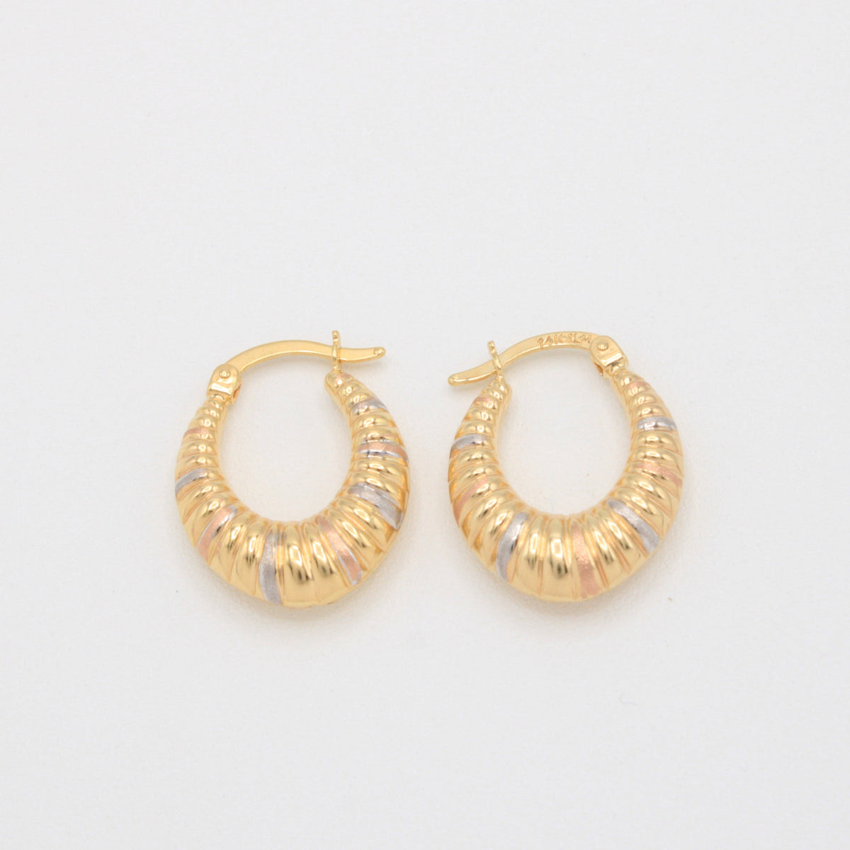 Arracada de Oro 14k Infladas con Diseño Acanalado mod. 11184