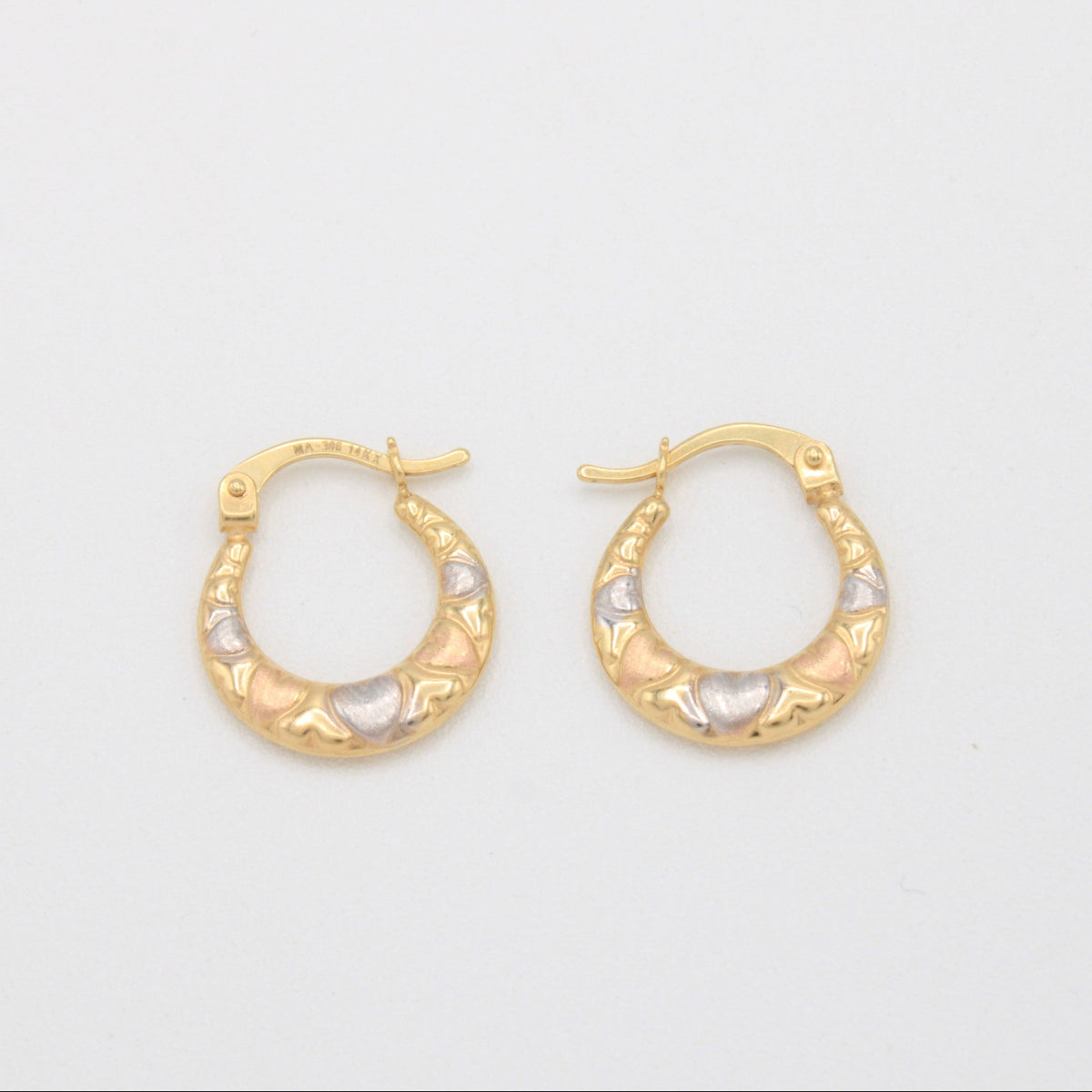 Arracada de Oro 14k Diseño de Pequeños Corazones Florentinos mod. 11182