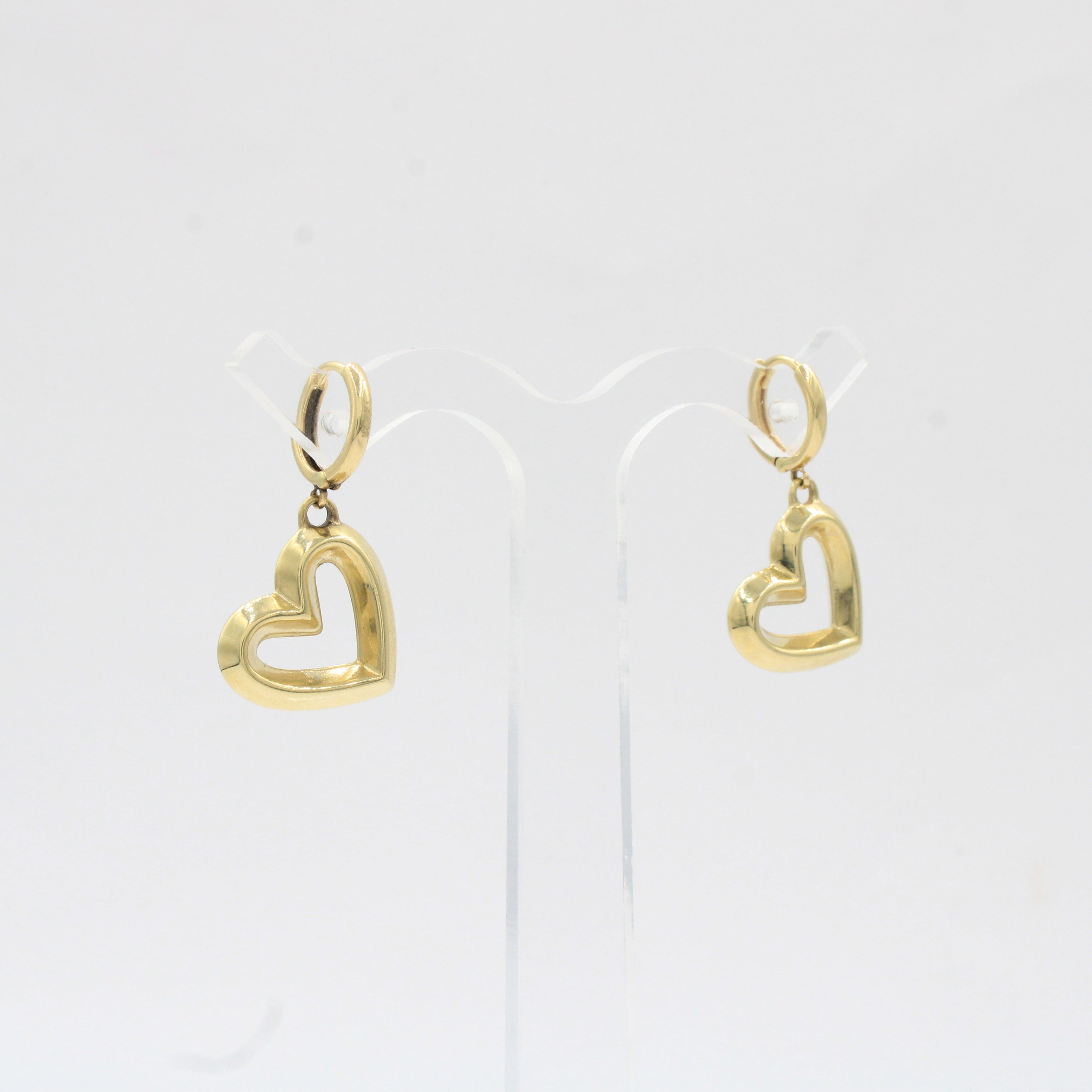 Grapa Larga de Oro 14k Diseño Corazón Especial Estilo Hueco y Brillante mod. 10384