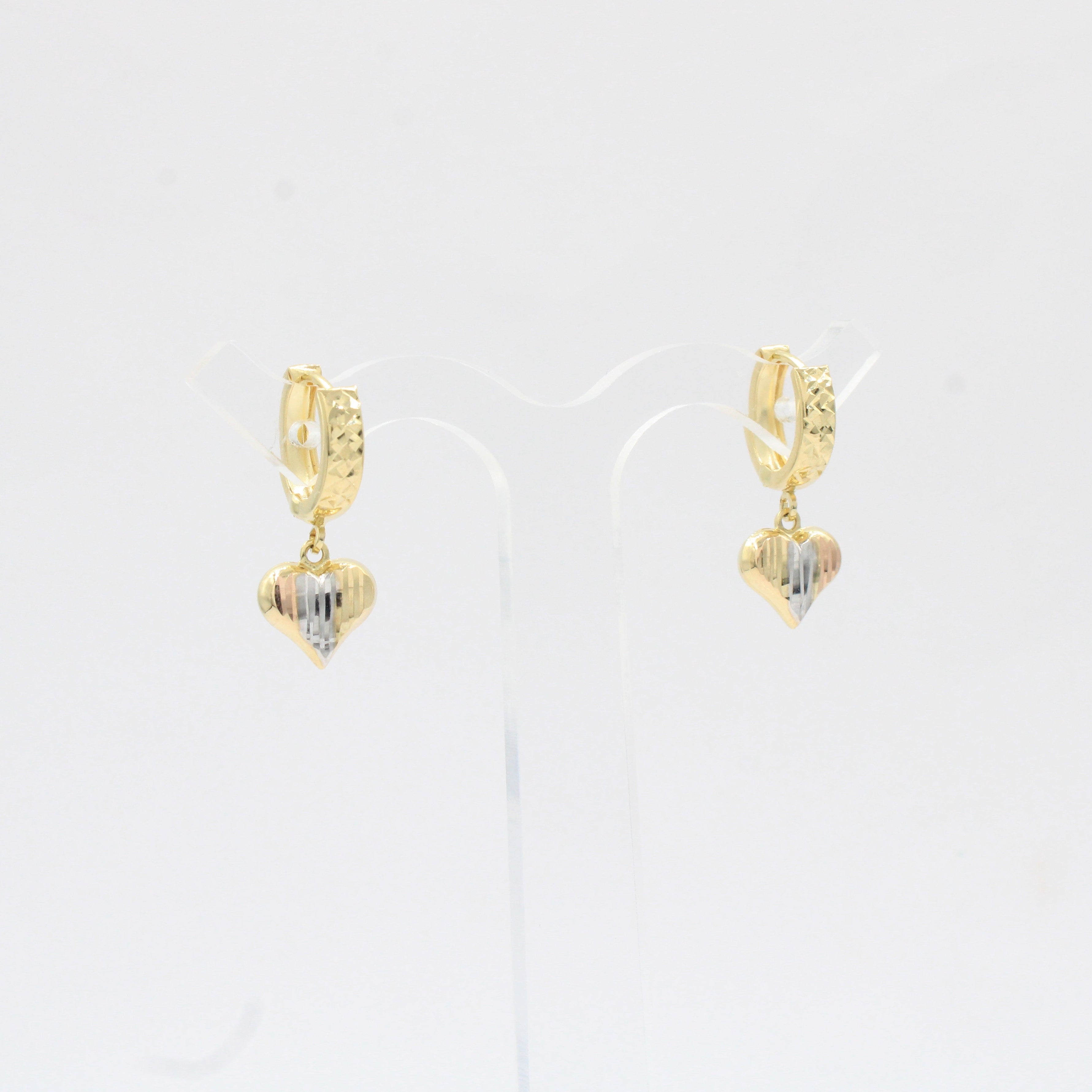 Grapa Larga de Oro 14k con Corazones Diamantados mod. 10372