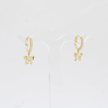 Grapa Larga de Oro 14k Mariposa Diamantada con Zirconia Brillante mod. 10374