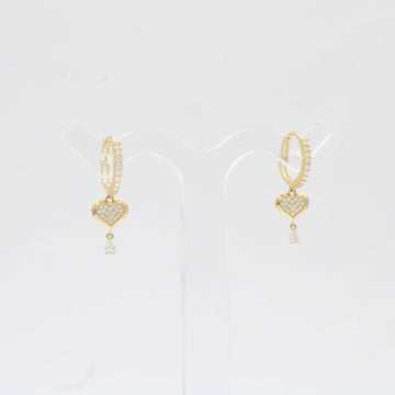 Grapa Larga de Oro 14k Corazones Brillantes Incrustados con Zirconias mod. 10376