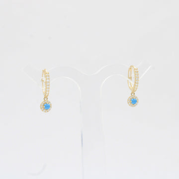 Grapa Larga de Oro 14k con Turquesa y Zirconias mod. 10377