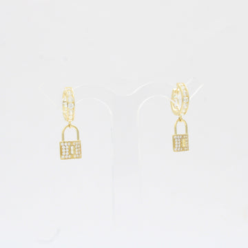 Grapa Larga de Oro 14k Candado con Zirconias mod. 10379