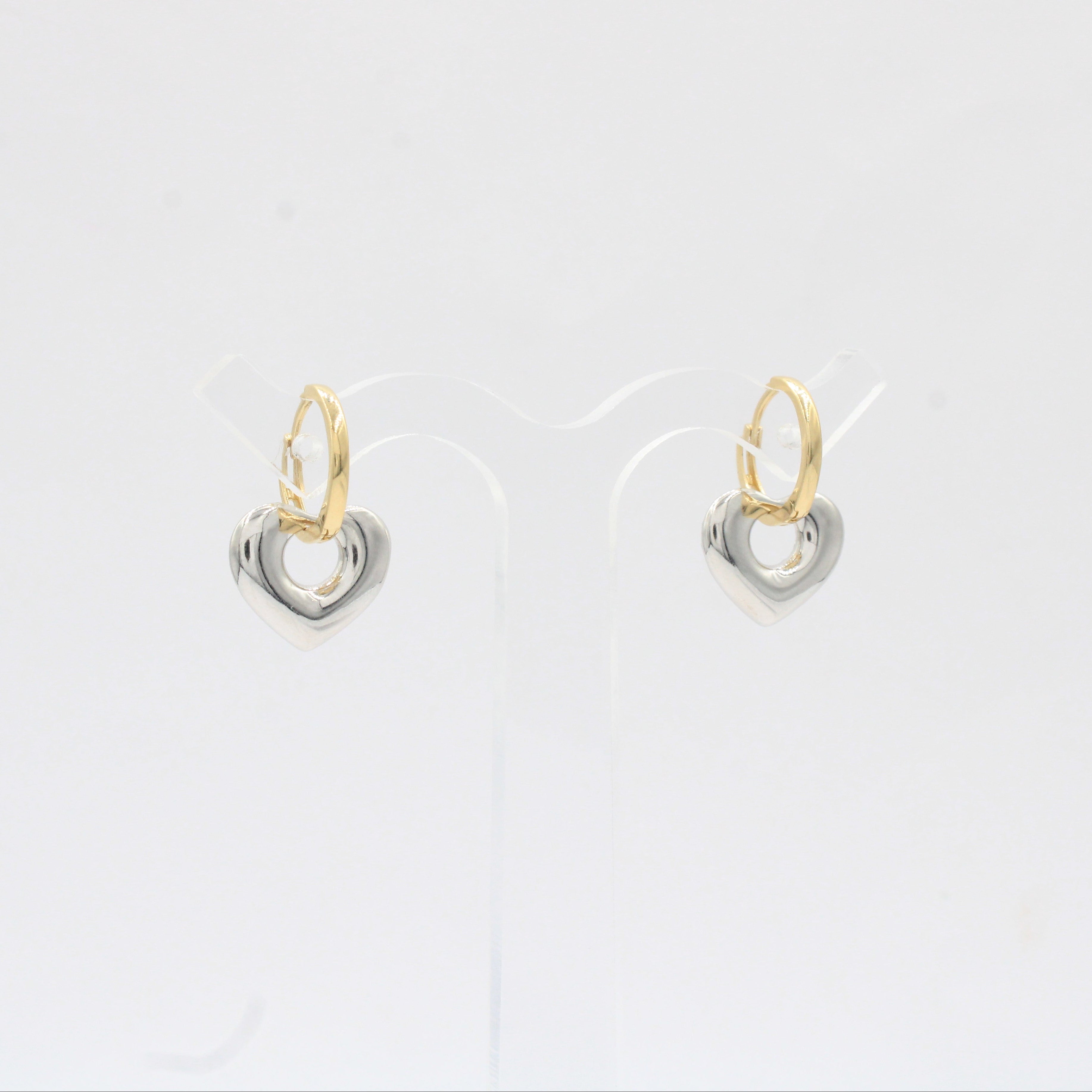 Grapa Larga de Oro 14k con Corazón Brillante de Diseño Inflado mod. 10380