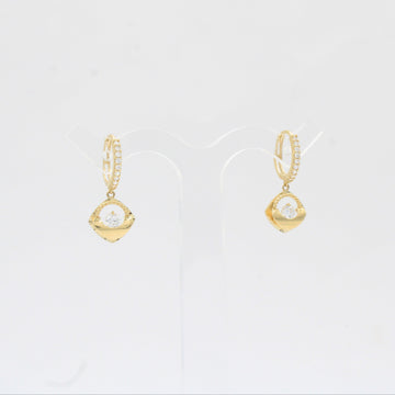 Grapa Larga de Oro 14k Diseño Elegante y Diamantado con Zirconia Central mod. 10381